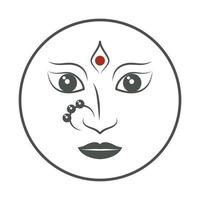 emblema navratri com rosto de deusa hindu vetor