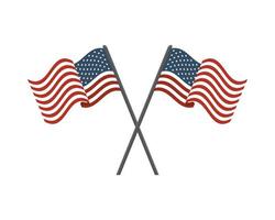 bandeiras dos estados unidos da américa em mastros cruzados vetor
