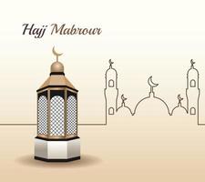 celebração do hajj mabrour com cena da mesquita vetor