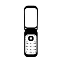 giro célula telefone silhueta. Preto e branco ícone Projeto elemento em isolado branco fundo vetor