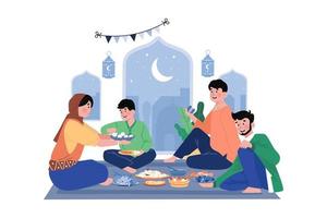 indiano famílias ter uma jantar festa em diwali festival vetor