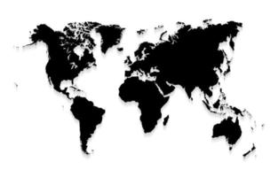 Preto e branco mundo mapa com sombra vetor