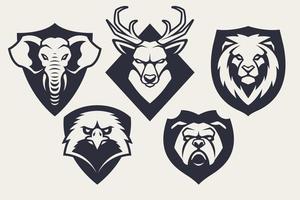conjunto de vetores de emblemas de animais mascote