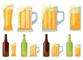 caneca e garrafa de cerveja ilustração vetorial design conjunto isolado no fundo branco