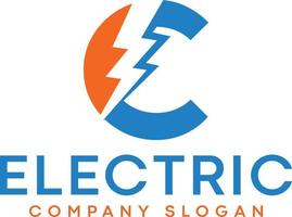 c elétrico carta logotipo Projeto com iluminação trovão parafuso logotipo