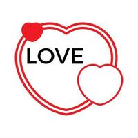 três corações vermelhos em um fundo branco com amor de inscrição preta. ilustração vetorial. vetor