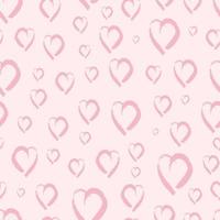 padrão perfeito com corações desenhados à mão. doodle corações rosa grunge em fundo rosa. ilustração vetorial. vetor