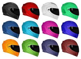 ilustração vetorial de capacete de motocicleta conjunto isolado no fundo branco vetor