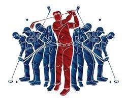 jogadores de golfe ação do jogador de golfe vetor