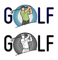 design de golfe com ação do jogador de golfe vetor