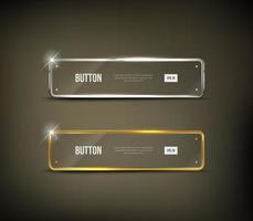 conjunto de botões de borda prata e ouro brilhante web vetor