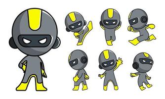 conjunto de personagens de desenho animado robô ninja vetor