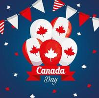 feliz dia canadense com balões vetor