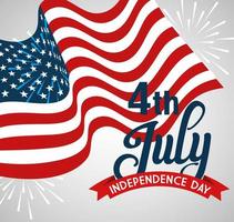 4 de julho feliz dia da independência com decoração de bandeira vetor