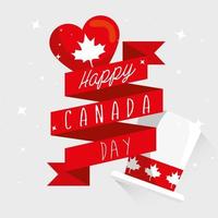 feliz dia canadense com fita e decoração vetor