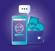 conceito de banco online com smartphone e ícones vetor