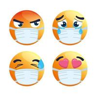 conjunto de emojis usando máscaras vetor