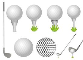 ilustração de desenho vetorial bola e taco de golfe conjunto isolado no fundo branco vetor
