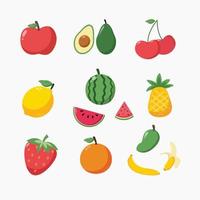 conjunto fruta desenho animado plano vetor ilustração