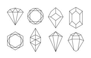 Conjunto de vetores de cristais desenhados à mão branca