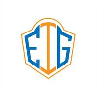 eig abstrato monograma escudo logotipo Projeto em branco fundo. eig criativo iniciais carta logotipo. vetor