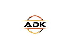 adk carta realeza mandala forma logotipo. adk escova arte logotipo. adk logotipo para uma empresa, negócios, e comercial usar. vetor