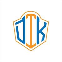 dtk abstrato monograma escudo logotipo Projeto em branco fundo. dtk criativo iniciais carta logotipo. vetor