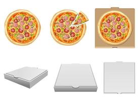 conjunto de ilustração vetorial de pizza deliciosa fresca isolado no fundo branco vetor