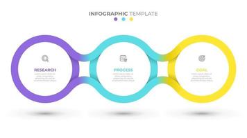 modelo de linha do tempo de vetor para gráfico de informação. conceito de negócio com 3 opções, etapas, ícones. elementos de design de círculo criativo.
