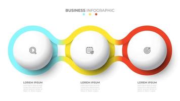 modelo de vetor para gráfico de informação. conceito de negócio com 3 opções, etapas, ícones.