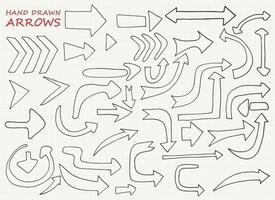 mão desenhada seta conjunto ilustração de desenho vetorial isolada no fundo branco vetor