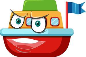 personagem de desenho animado de barco de brinquedo com expressão facial vetor