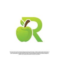 carta r logotipo Projeto com fruta modelo fresco logotipo Prêmio vetor