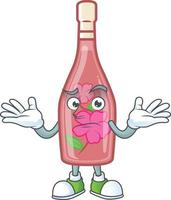 Rosa garrafa vinho desenho animado personagem estilo vetor