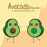abacate kawaii, abacate correndo para amar vetor