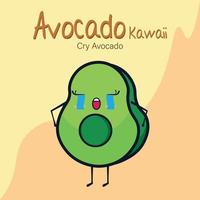 abacate kawaii, cara chorando abacate vetor