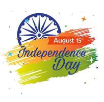 feliz dia da independência indiana, comemoração 15 de agosto, com decoração de roda de ashoka vetor