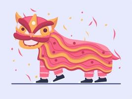 dança do leão chinês se apresenta no ano novo lunar vetor
