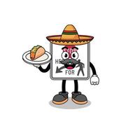 personagem desenho animado do Pare aqui para pedestres Como uma mexicano chefe de cozinha vetor