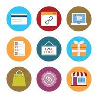 ícones de compras e e-commerce vetor