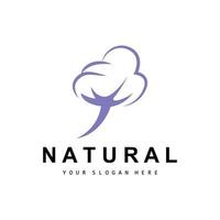 algodão logotipo, natural biológico orgânico plantar projeto, beleza têxtil e roupas vetor, suave algodão flores vetor