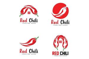 logotipo de pimenta vermelha, vetor de pimenta malagueta, ilustração de casa de jardim de pimenta, ilustração de marca de produto da empresa