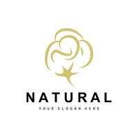 algodão logotipo, natural biológico orgânico plantar projeto, beleza têxtil e roupas vetor, suave algodão flores vetor