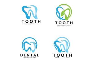 logotipo do dente, vetor de saúde bucal, ilustração de marca de cuidados