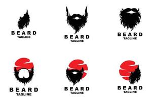 design de logotipo de barba, vetor de cabelo de aparência masculina, design de estilo de barbearia masculina