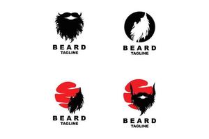 design de logotipo de barba, vetor de cabelo de aparência masculina, design de estilo de barbearia masculina