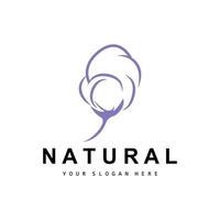 algodão logotipo, natural biológico orgânico plantar projeto, beleza têxtil e roupas vetor, suave algodão flores vetor