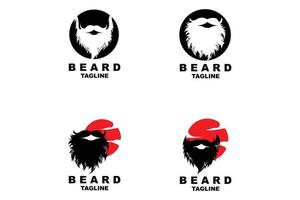 design de logotipo de barba, vetor de cabelo de aparência masculina, design de estilo de barbearia masculina