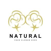 algodão logotipo, natural biológico orgânico plantar projeto, beleza têxtil e roupas vetor, suave algodão flores vetor