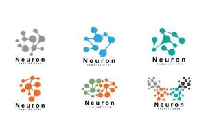 design de logotipo de neurônio vetor ilustração de células nervosas marca de saúde de dna molecular